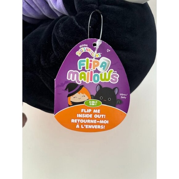 SQUISHMALLOWS Halloween Flip-a-mallow 2 in 1 Witch Bat Plush Doll Wilma Betty 9" - Picture 5 of 7